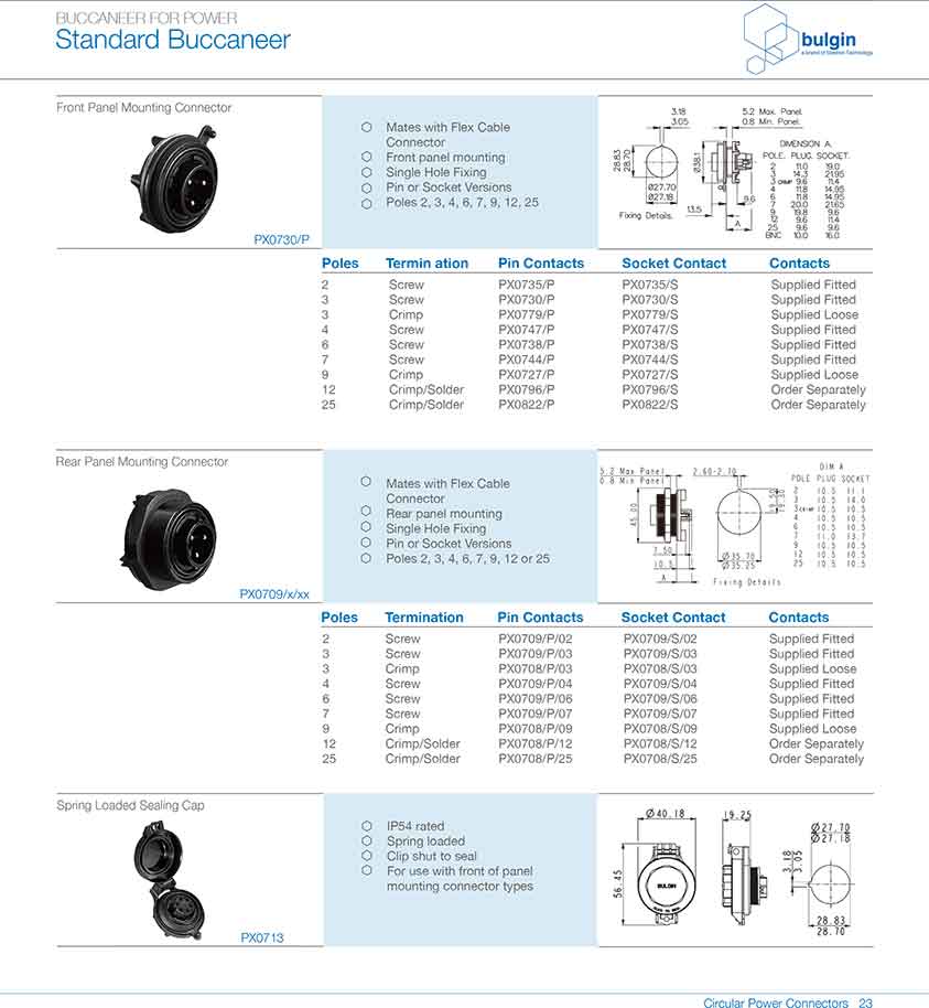 后面板安裝連接器PX0707/P/12選型 后面板安裝連接器PX0707/P/12選型