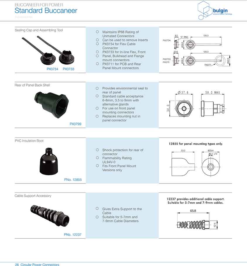 后面板安裝連接器PX0707/P/12規格說明 后面板安裝連接器PX0707/P/12規格說明