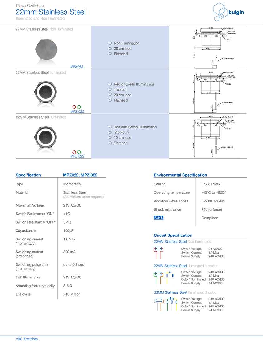 MPZ022不銹鋼Piezo開關規(guī)格尺寸 MPZ022不銹鋼Piezo開關規(guī)格尺寸