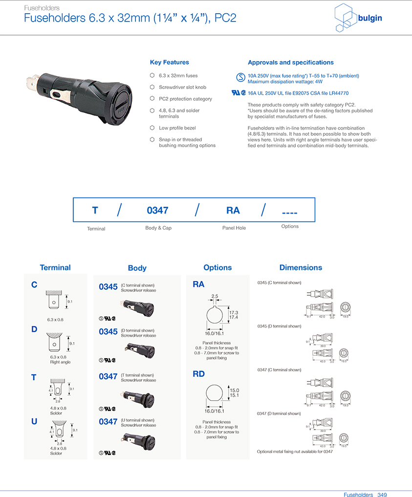 防觸電保護(hù)類別0345保險絲座選型 防觸電保護(hù)類別0345保險絲座選型