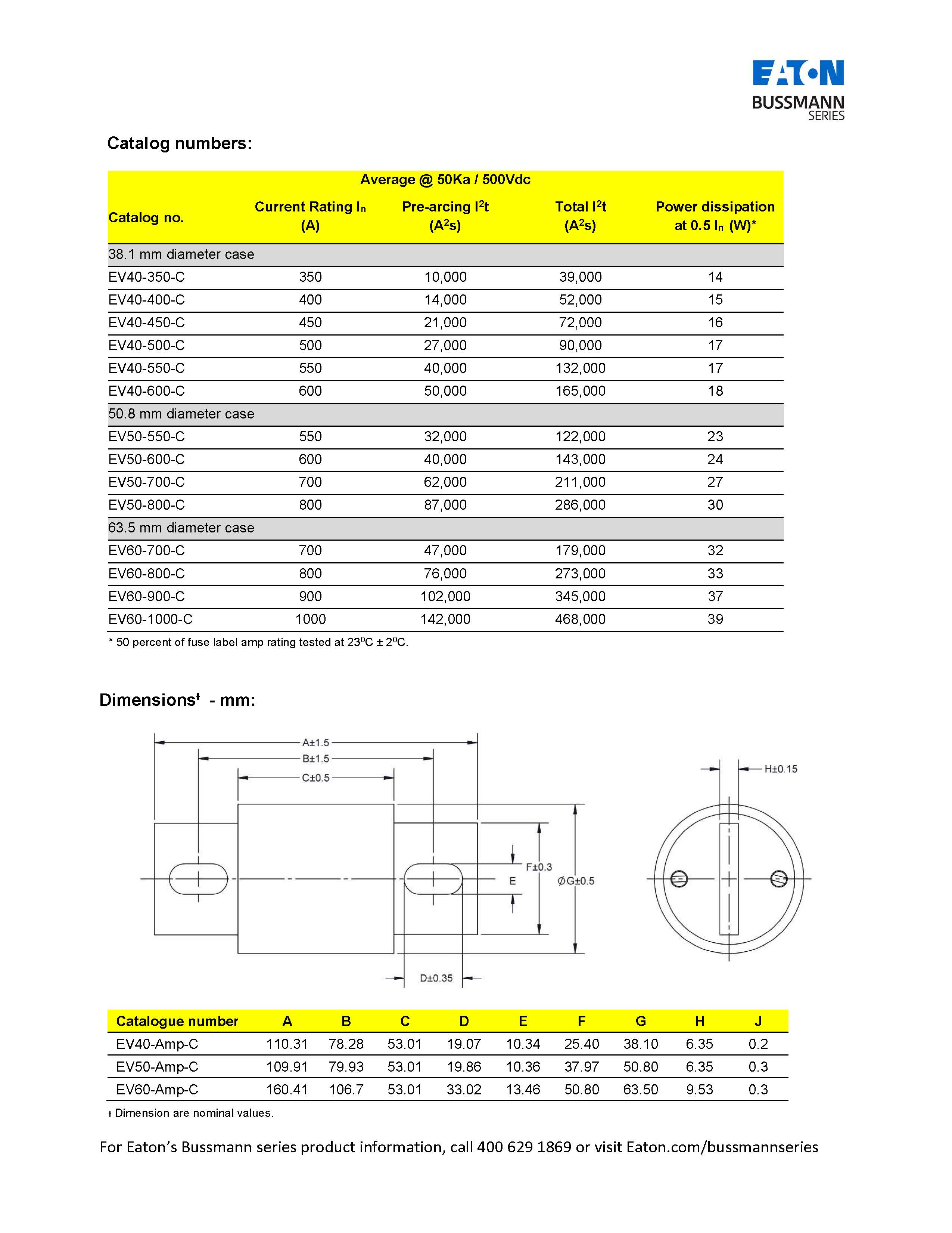EV50電動(dòng)汽車(chē)專(zhuān)用熔斷器 型號(hào) 尺寸 EV50電動(dòng)汽車(chē)專(zhuān)用熔斷器 型號(hào) 尺寸