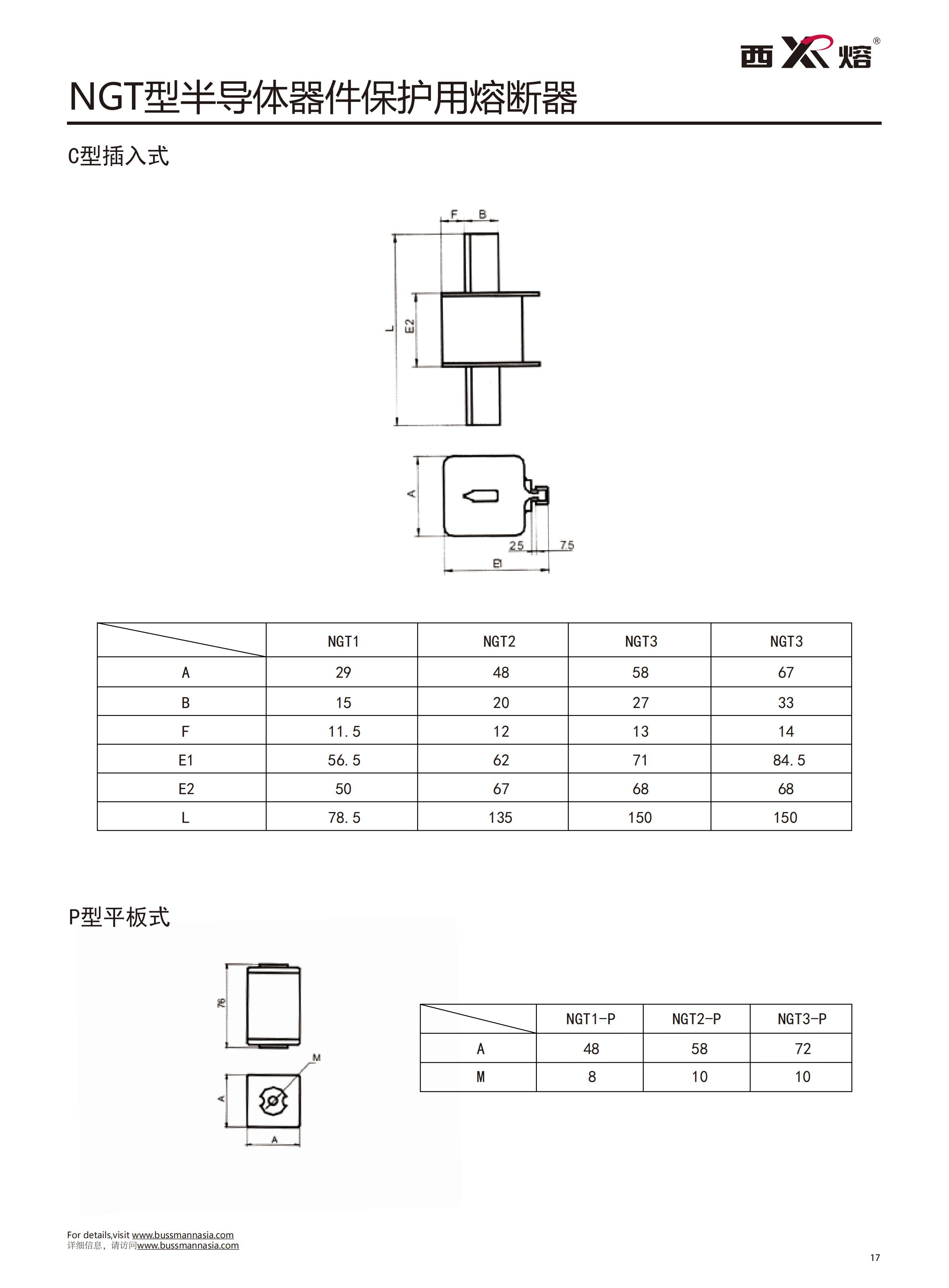 NGT-00 800V快速熔斷器參數