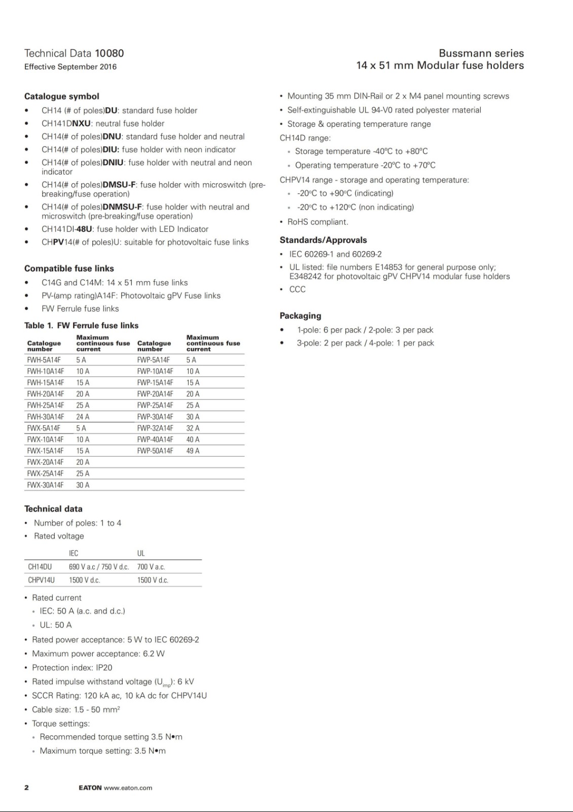 CH141DU系列熔斷器座選型 CH141DU系列熔斷器座選型