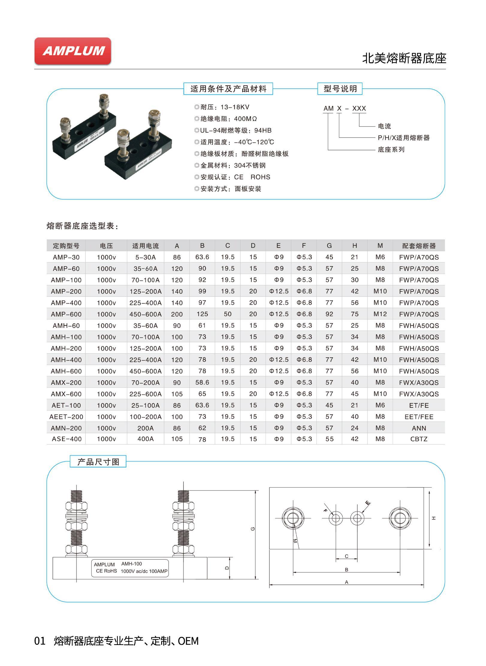 AMH-200固定式熔斷器底座技術(shù)參數(shù) AMH-200固定式熔斷器底座技術(shù)參數(shù)